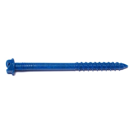 Red Head Tapcon Concrete Screw, 1/4" Dia., Hex, 3 1/4 in L, Steel Blue Ruspert, 100 PK 08120